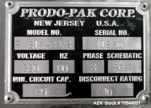 Used- Prodo Pak Model PV215-CSW2 Vertical Form, Fill, and Seal Machine