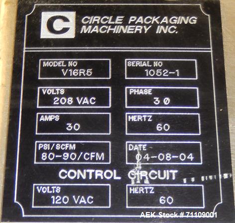 Used Circle Model V16 Vertical Pouch Machine with Tablet Feeder.