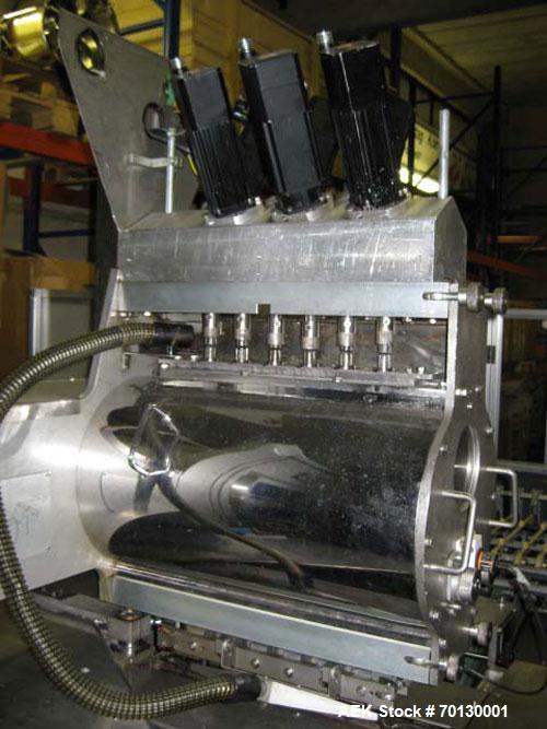 Used Forpack Bag/Cartoner Line, type MG-2, consisting of (1) Forpack bag making machine, type M120, 6 bands. Single bag 2.54" x 4.29" (65 mm x 110 mm). Double pack 5.07" x 4.29" (130 mm x 110 mm) inc...