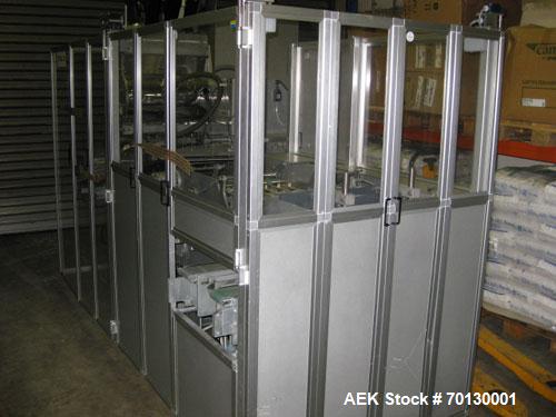 Used Forpack Bag/Cartoner Line, type MG-2, consisting of (1) Forpack bag making machine, type M120, 6 bands. Single bag 2.54" x 4.29" (65 mm x 110 mm). Double pack 5.07" x 4.29" (130 mm x 110 mm) inc...