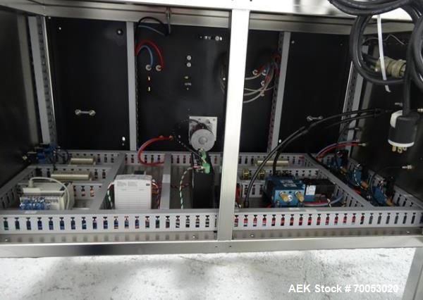 Used Phoenix Engineering Form / Fill and Seal Unit, Model GOPACKER1000. Set up with dual drop disc counter/filler for solid disage capsule or tablet products.  Vertical orientation, 1" wide x 2" long...