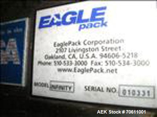 Used Eagle Infinity Model 1016 Vertical Form Fill and Seal Machine. Machine is capable of speeds up to 100 bags per minute. Has a 14 head Parsons-Eagle combination scale. Machine has a pneumatic seal...