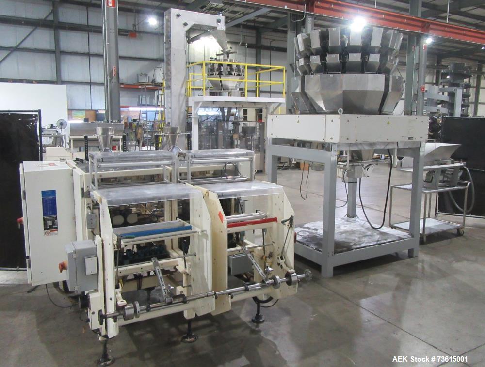 Used Hayssen Ultima 8-16 HPR Twin Tube VFFS Bagger with Ishida 16 Head Scale