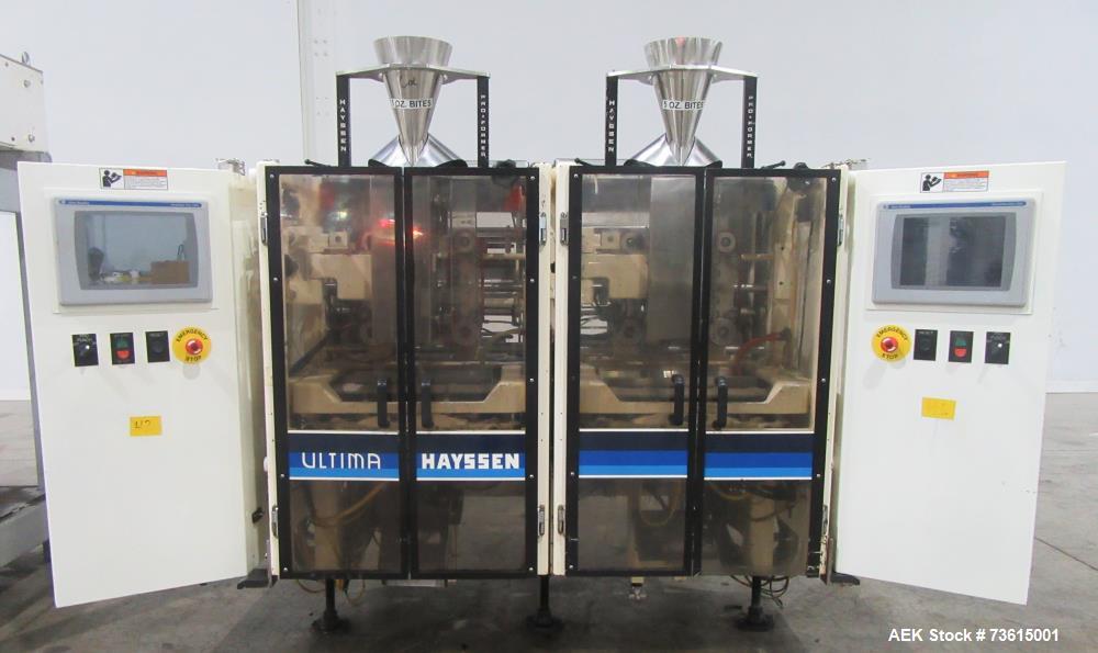 Used Hayssen Ultima 8-16 HPR Twin Tube VFFS Bagger with Ishida 16 Head Scale