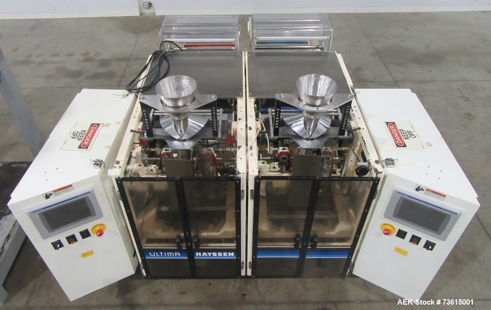 Used Hayssen Ultima 8-16 HPR Twin Tube VFFS Bagger with Ishida 16 Head Scale