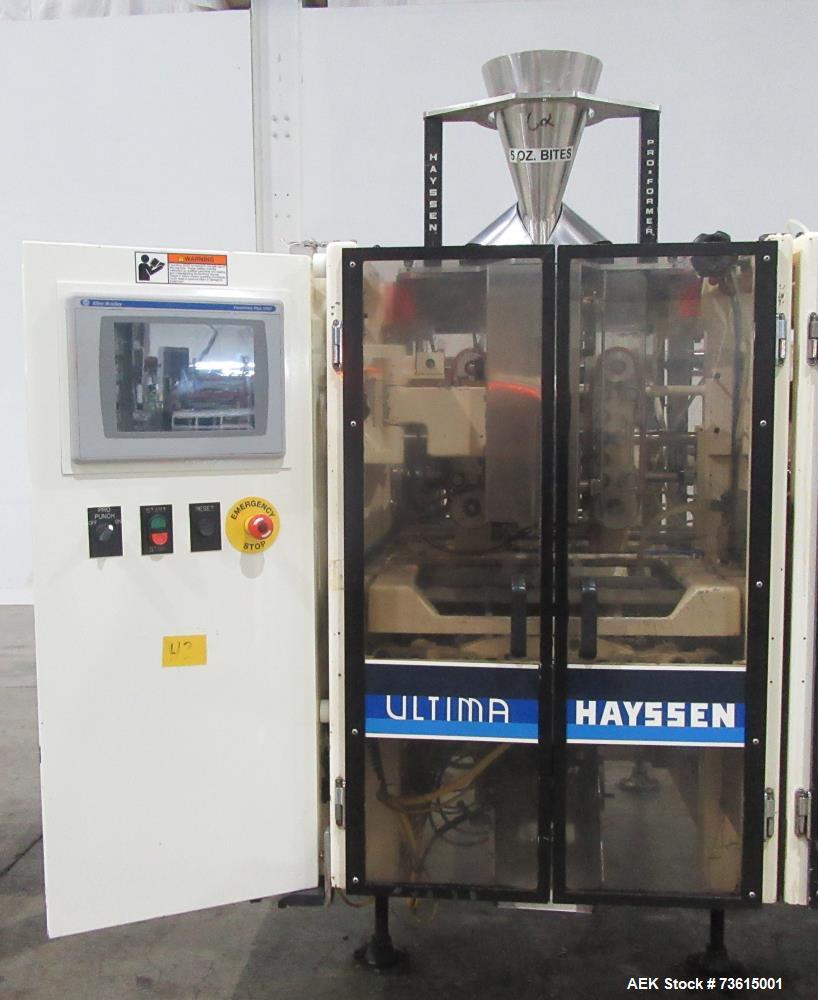 Used Hayssen Ultima 8-16 HPR Twin Tube VFFS Bagger with Ishida 16 Head Scale