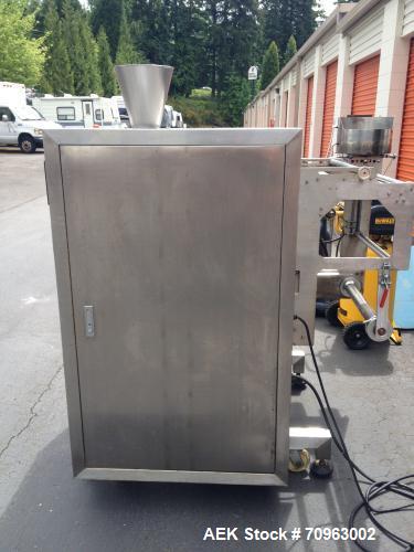 Used JDA Packaging Equipment Vertical Form, Fill and Seal Machine, Model 2100.  Seal up to 18" vertical and up to 22" roll of film.  Speeds 50-60 per minute.  Mounted on a stainless steel frame on ca...
