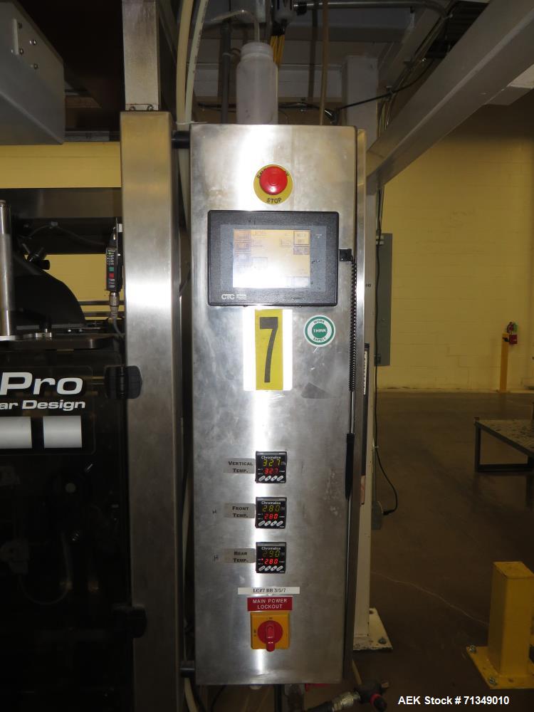 Used Matrix Packaging  Model  201318R  Vertical form fill and seal packaging system. Complete line includes Yamato Adw-714sv scale  dimpled/embossed bucket scale and  Allen-Bradley Micrologix 1500 an...