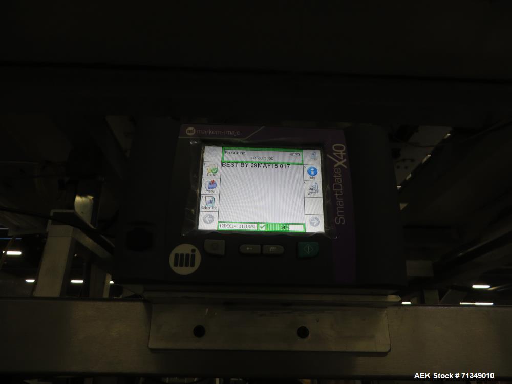 Used Matrix Packaging  Model  201318R  Vertical form fill and seal packaging system. Complete line includes Yamato Adw-714sv scale  dimpled/embossed bucket scale and  Allen-Bradley Micrologix 1500 an...