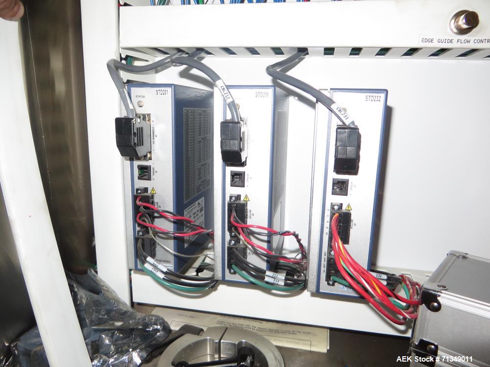 Used Matrix Packaging  Model  Elete DS13  Vertical form fill and seal packaging system. Complete line includes Yamato Adw-714sv  scale  dimpled/embossed bucket scale and Allen-Bradley Micrologix 1500...
