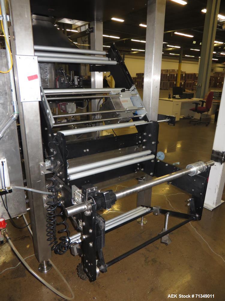 Used Matrix Packaging  Model  Elete DS13  Vertical form fill and seal packaging system. Complete line includes Yamato Adw-714sv  scale  dimpled/embossed bucket scale and Allen-Bradley Micrologix 1500...