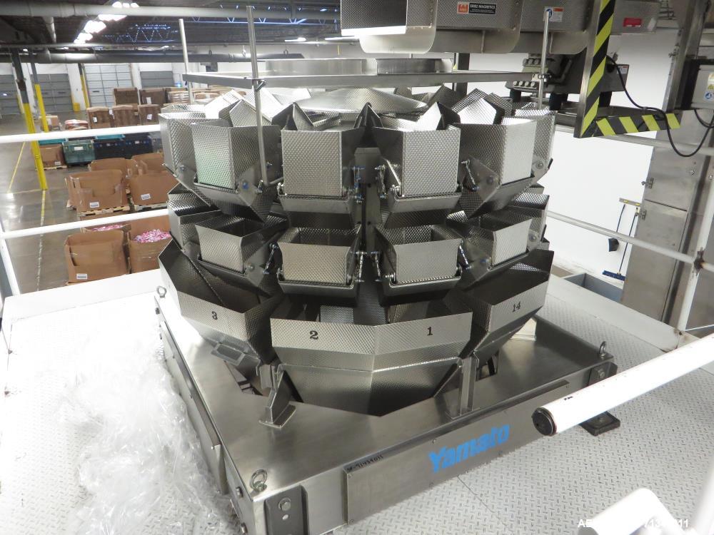 Used Matrix Packaging  Model  Elete DS13  Vertical form fill and seal packaging system. Complete line includes Yamato Adw-714sv  scale  dimpled/embossed bucket scale and Allen-Bradley Micrologix 1500...
