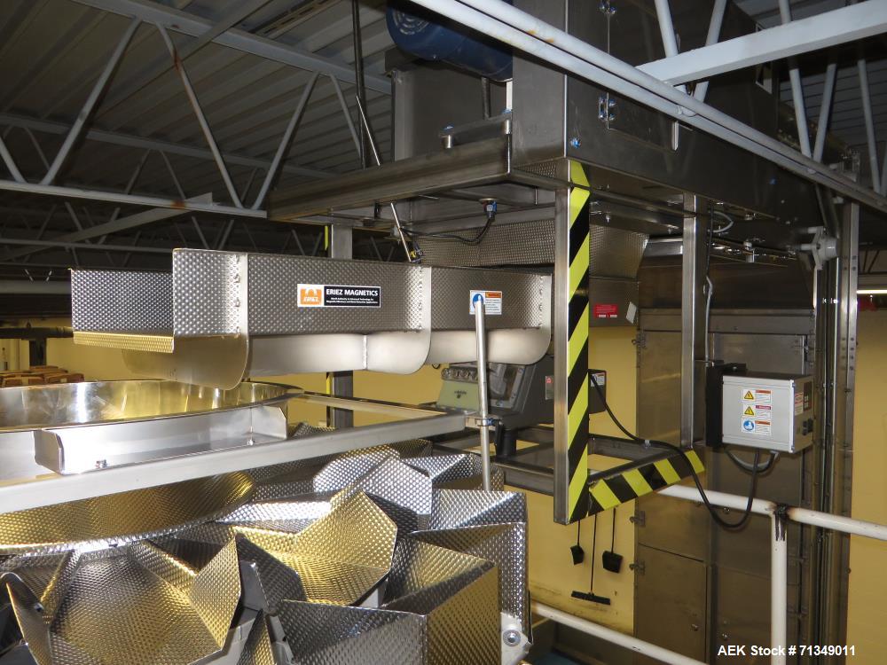 Used Matrix Packaging  Model  Elete DS13  Vertical form fill and seal packaging system. Complete line includes Yamato Adw-714sv  scale  dimpled/embossed bucket scale and Allen-Bradley Micrologix 1500...
