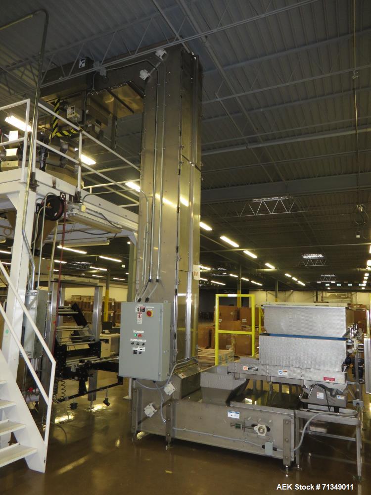 Used Matrix Packaging  Model  Elete DS13  Vertical form fill and seal packaging system. Complete line includes Yamato Adw-714sv  scale  dimpled/embossed bucket scale and Allen-Bradley Micrologix 1500...