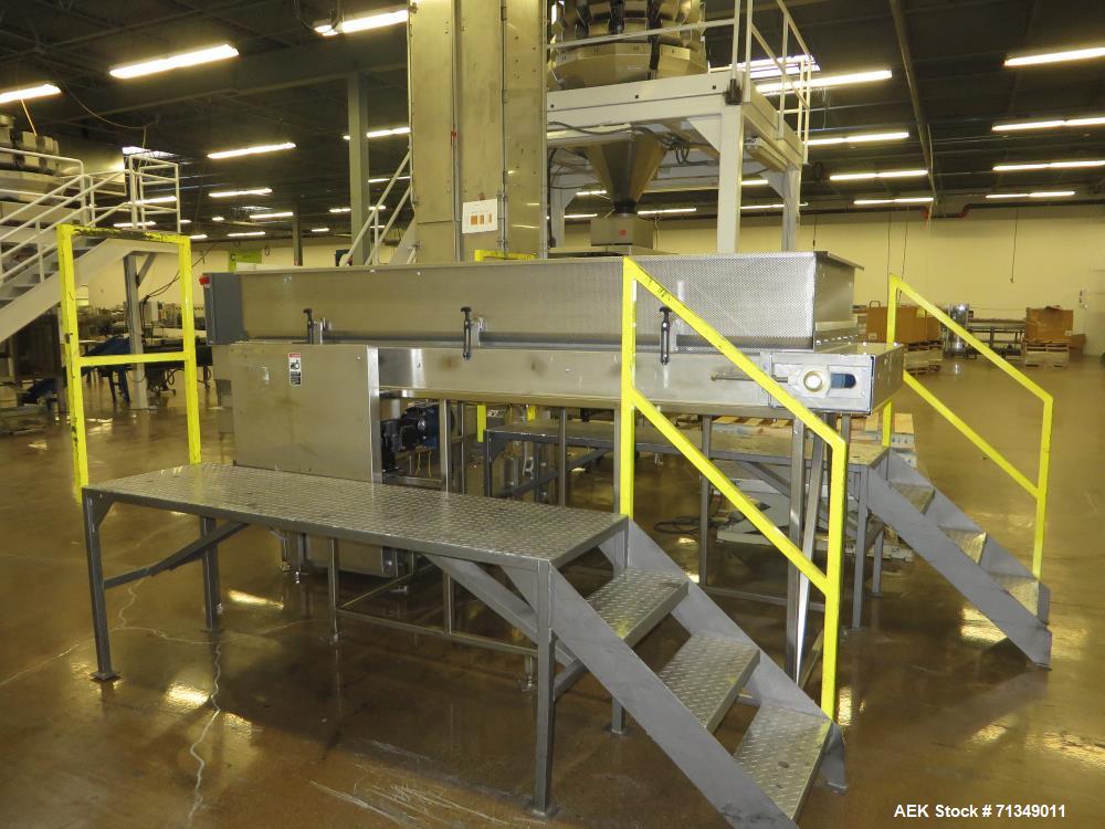 Used Matrix Packaging  Model  Elete DS13  Vertical form fill and seal packaging system. Complete line includes Yamato Adw-714sv  scale  dimpled/embossed bucket scale and Allen-Bradley Micrologix 1500...