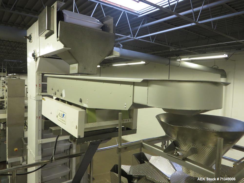 Used Matrix Mercury Model  2840R Vertical form fill and seal packaging system. Complete line includes with Yamato Zigma Series 10 head  dimpled/embossed bucket scale , Has mild steel platform, hot st...