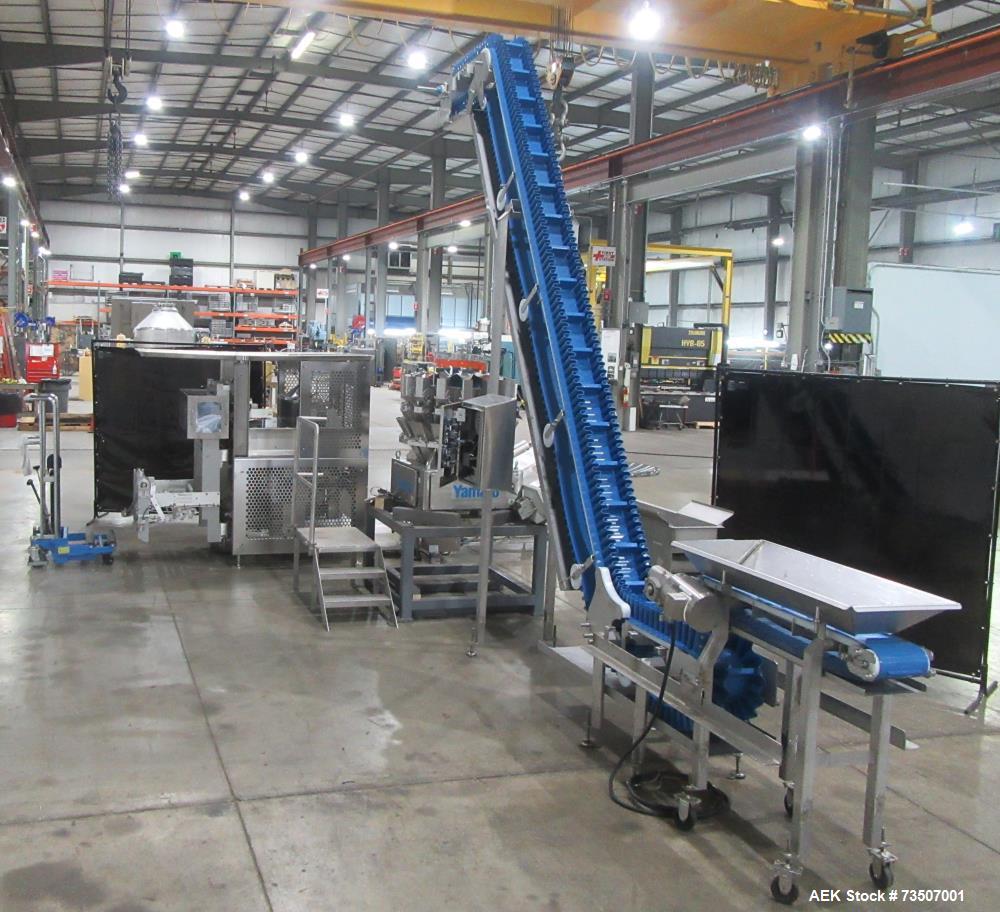 Matrix Packaging Morpheus MVC-300 Continuous Motion Washdown Bagger with Yamato 14-Head Dimpled Bucket Scale, Infeed & Turntable