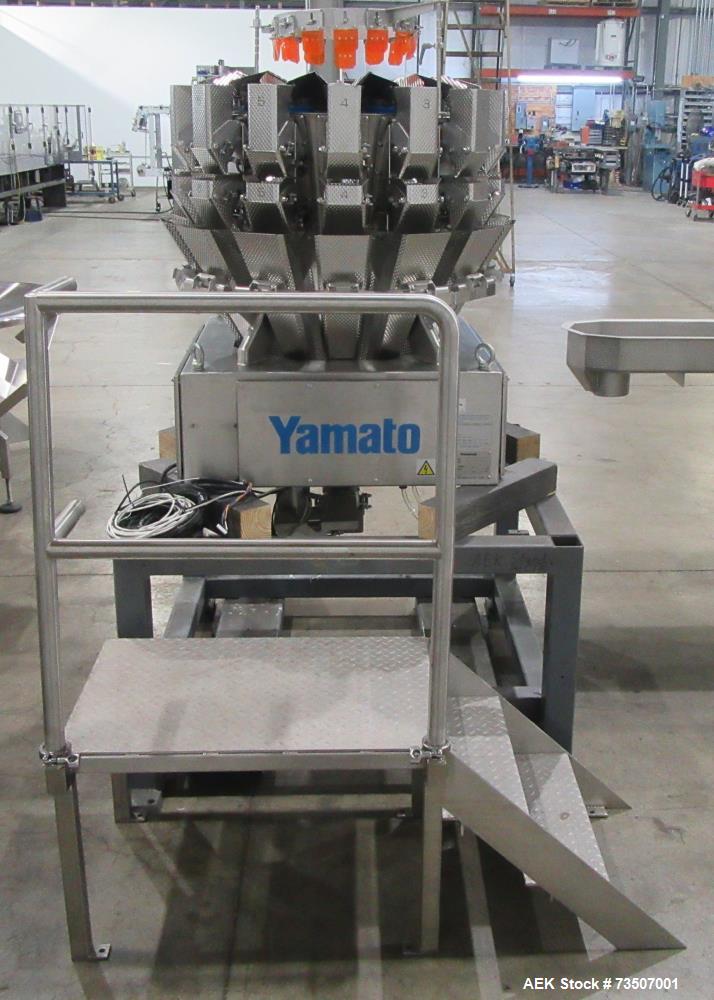 Matrix Packaging Morpheus MVC-300 Continuous Motion Washdown Bagger with Yamato 14-Head Dimpled Bucket Scale, Infeed & Turntable