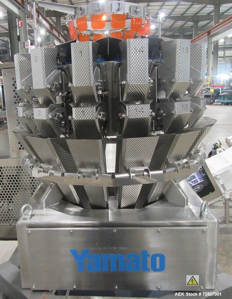 Matrix Packaging Morpheus MVC-300 Continuous Motion Washdown Bagger with Yamato 14-Head Dimpled Bucket Scale, Infeed & Turntable