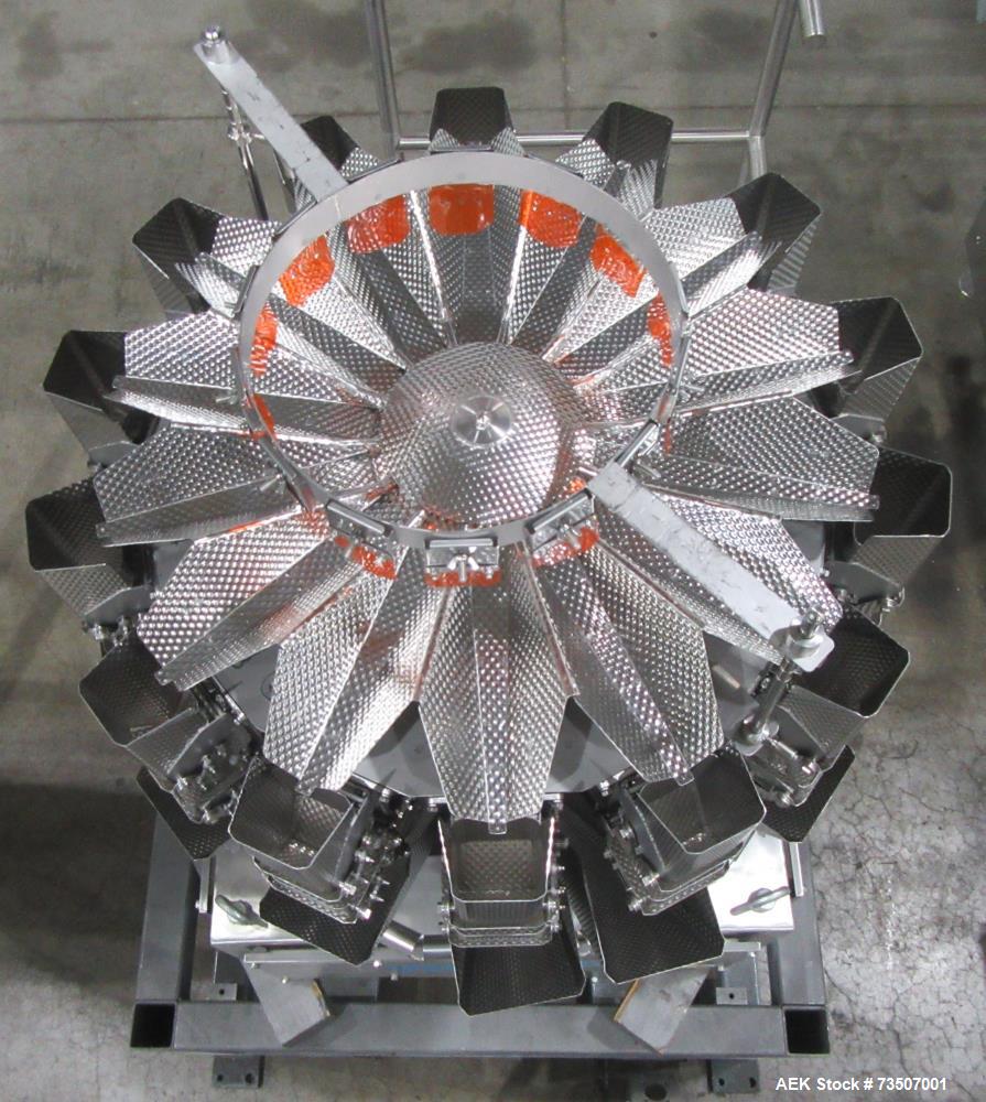 Matrix Packaging Morpheus MVC-300 Continuous Motion Washdown Bagger with Yamato 14-Head Dimpled Bucket Scale, Infeed & Turntable