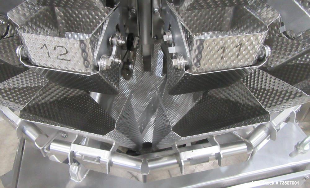 Matrix Packaging Morpheus MVC-300 Continuous Motion Washdown Bagger with Yamato 14-Head Dimpled Bucket Scale, Infeed & Turntable