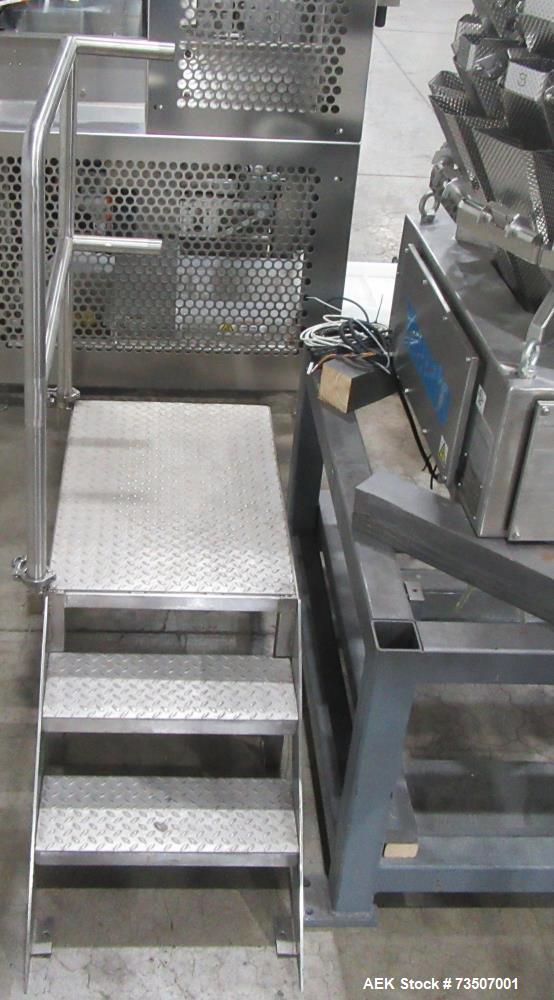 Matrix Packaging Morpheus MVC-300 Continuous Motion Washdown Bagger with Yamato 14-Head Dimpled Bucket Scale, Infeed & Turntable