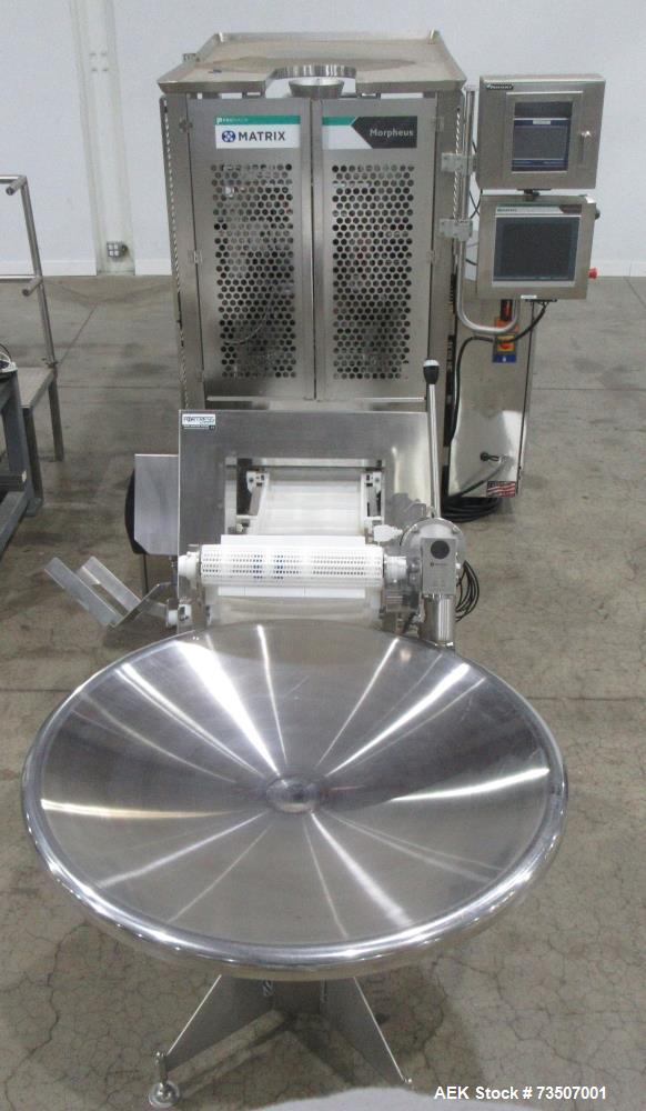 Matrix Packaging Morpheus MVC-300 Continuous Motion Washdown Bagger with Yamato 14-Head Dimpled Bucket Scale, Infeed & Turntable