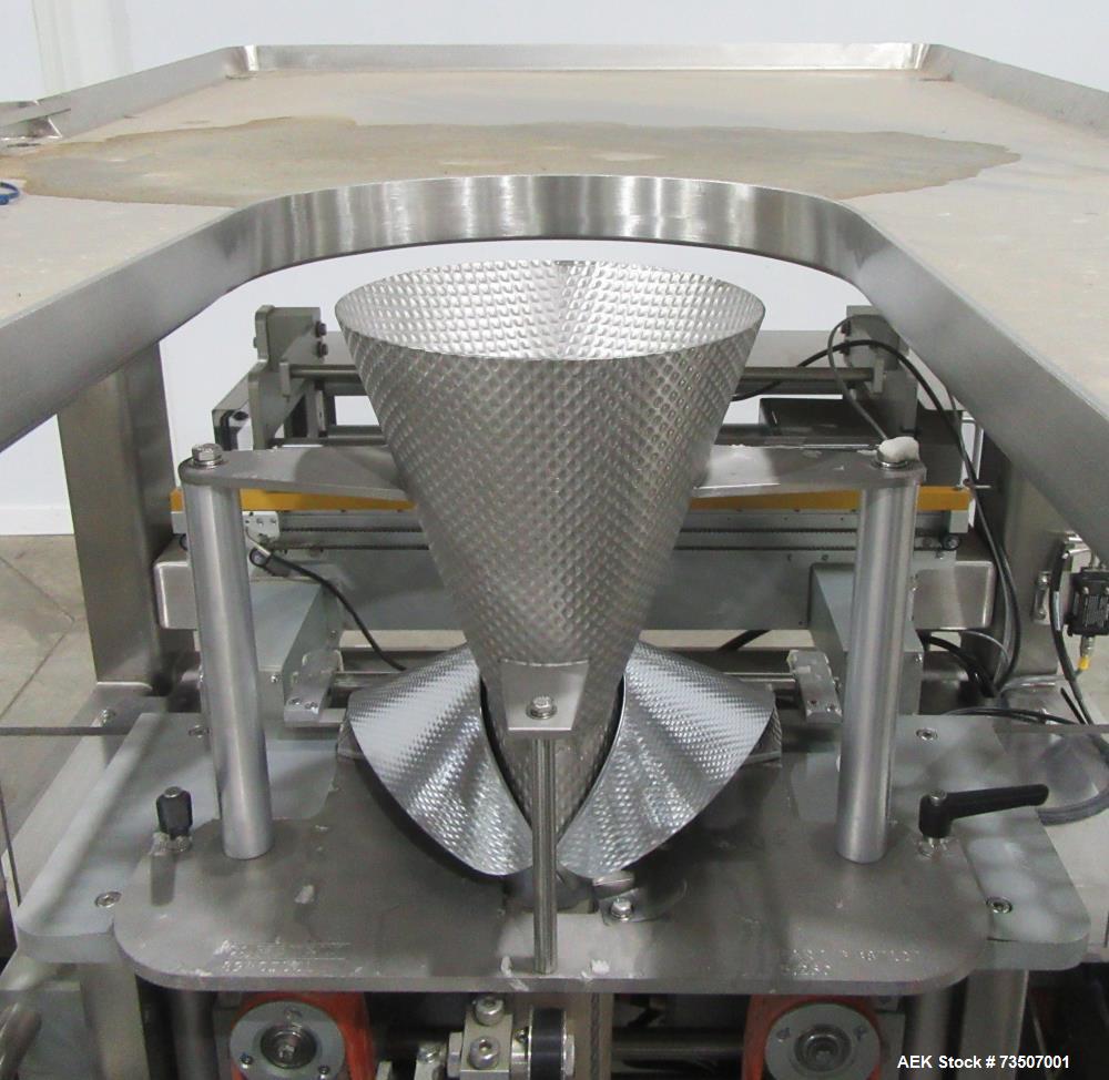 Matrix Packaging Morpheus MVC-300 Continuous Motion Washdown Bagger with Yamato 14-Head Dimpled Bucket Scale, Infeed & Turntable
