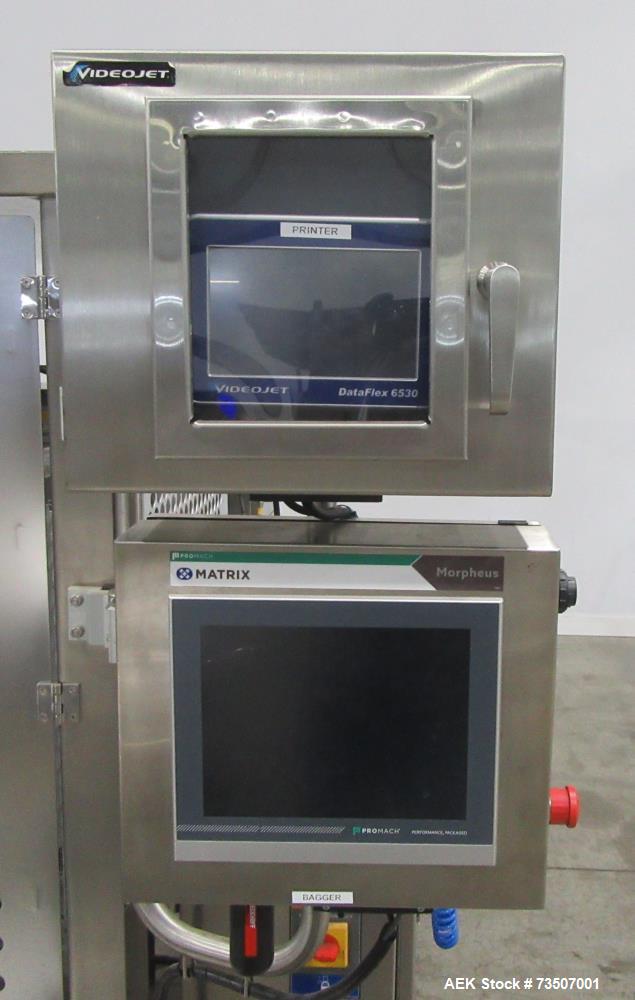 Matrix Packaging Morpheus MVC-300 Continuous Motion Washdown Bagger with Yamato 14-Head Dimpled Bucket Scale, Infeed & Turntable