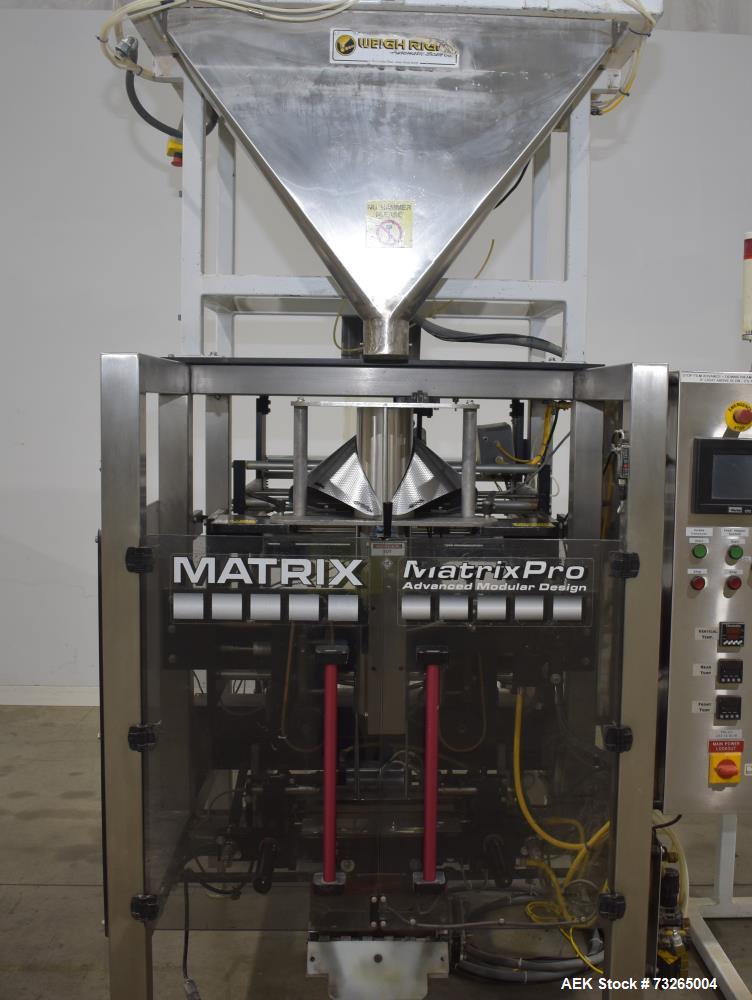 Buy a used Matrix Pro Series 20135R vertical form fill seal machine. High-speed packaging for dry goods. Includes scale. Contact us today!