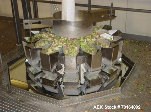 Used Matrix Pro Model 2011318WP Vertical Form Fill Seal Machine capable of speeds up to 120 bags per minute. Washdown system complete with Yamato 514SW dimpled bucket scale, Deamco bucket elevator, M...