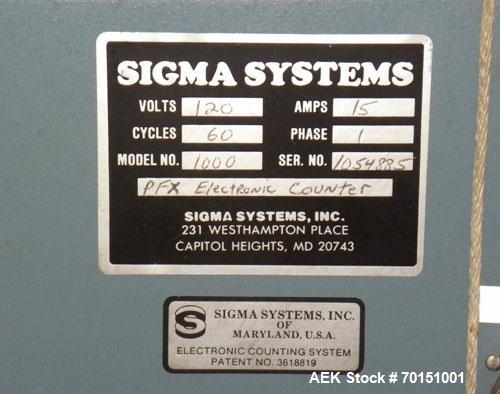Used Sigma Systems Filmstar Series Vertical Form Fill and Seal Packaging Machine, Model V. Capable of speeds up to 120 bags per minute. Polyethylene material,web width 5 to 15. Bag sizes from 2 wide ...
