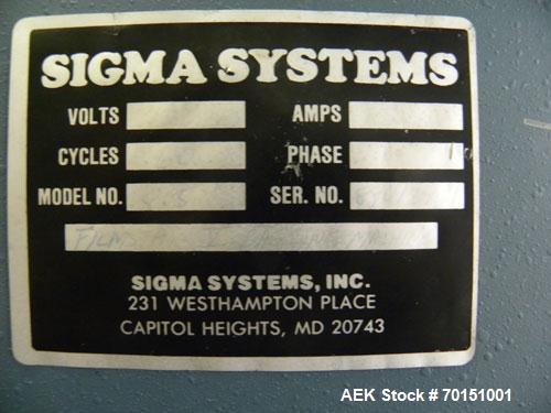 Used Sigma Systems Filmstar Series Vertical Form Fill and Seal Packaging Machine, Model V. Capable of speeds up to 120 bags per minute. Polyethylene material,web width 5 to 15. Bag sizes from 2 wide ...