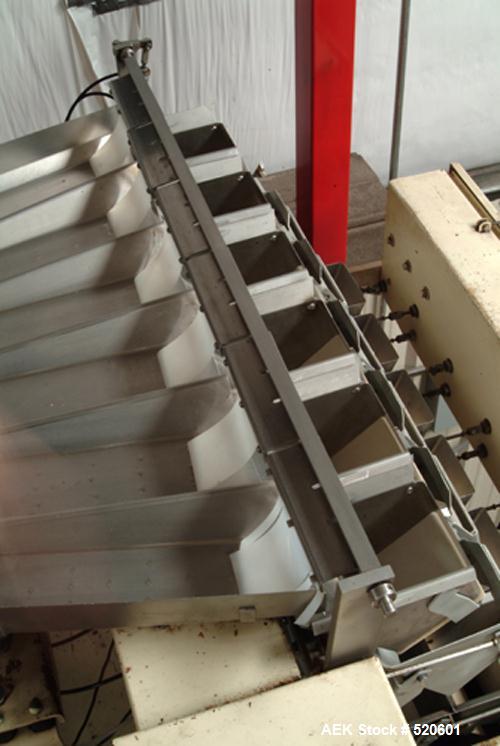 USED: Triangle vertical form-fill-seal machine, model TW72C/A6-12F2. Single tube with 6 vibratory scales.