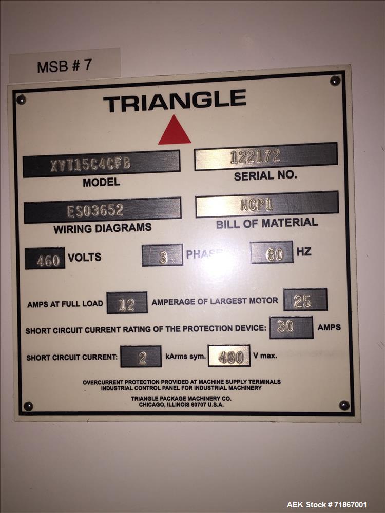 Used- Triangle Model XYT15C4CFB Quad Seal Low Ceiling Height Form Fill Seal