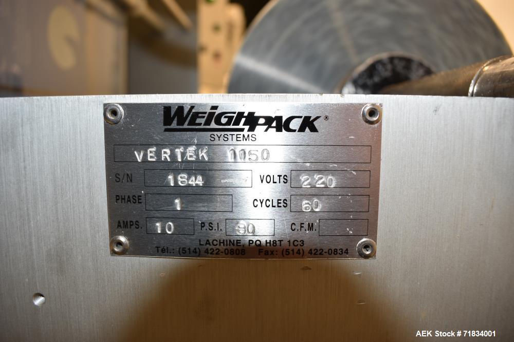 Used- WeighPack Systems Model Vertek 1150 Vertical Form and Fill Machine