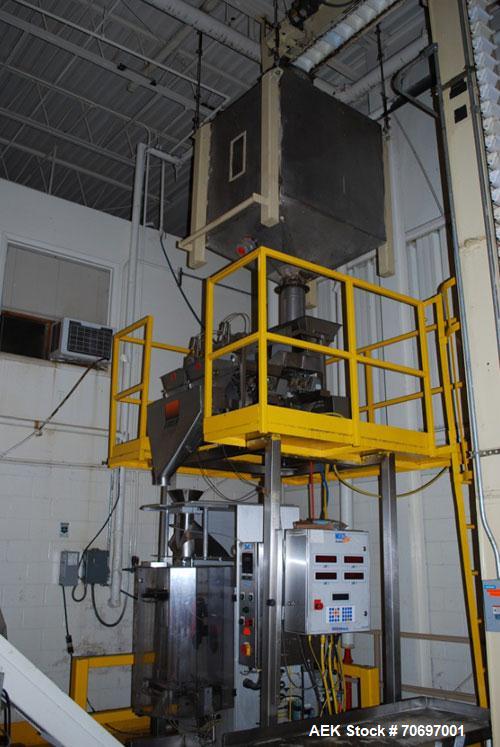 Used Weigh Pack Systems Bagger, with 2 head scale. Model Vertek 1150. Weigh Pack Systems Tiger Scales V-7TW/TP, USDA stainless steel wash.