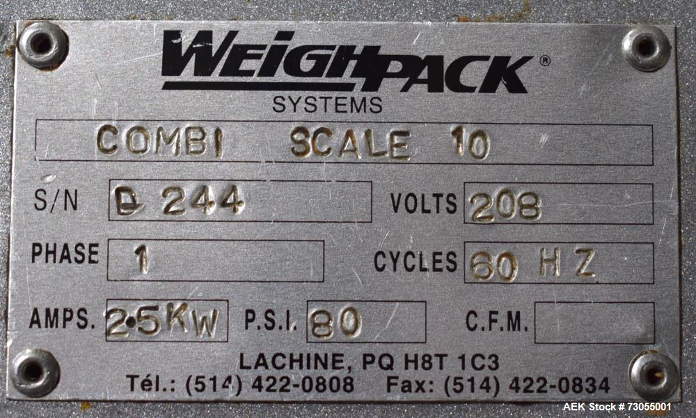 Used- WeighPack Systems Model Vertek 1150 Vertical Form and Fill Machine with 10 Head RadPAk Moderl RW10-C Combination Scale...
