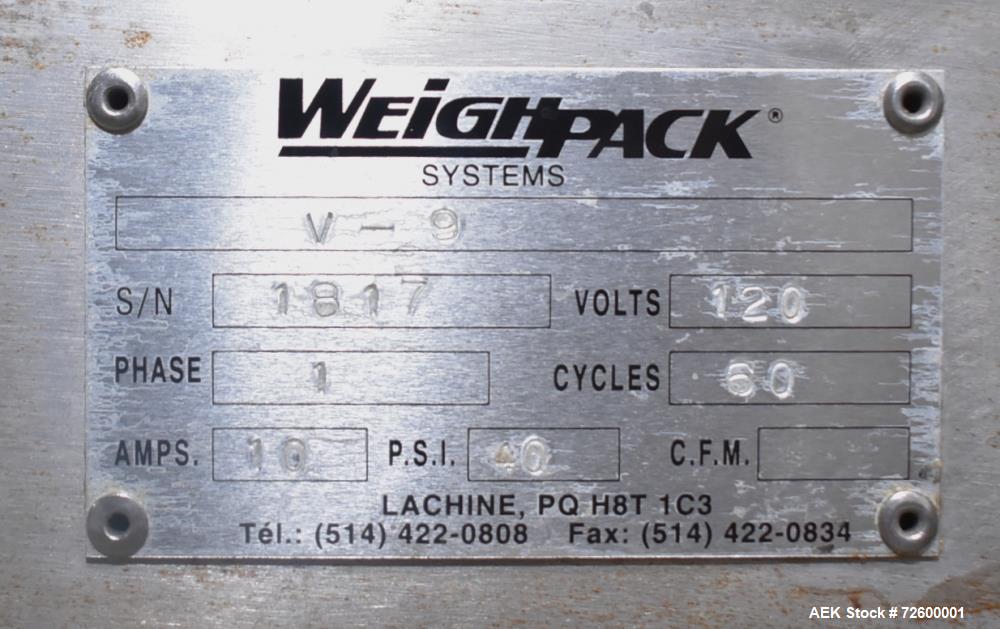 Used- Weighpack Model Vertek 1600 Vertical Form Fill & Seal Packaging Machine