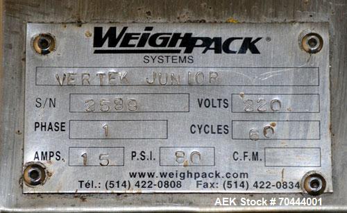 Used- Weighpack Vertek Jr. Vertical Form Fill Seal Machine