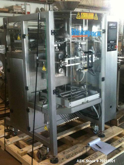 Used Weighpack Systems XPDIUS XP1200 Vertical Form Fill and Seal Machine. All Stainless Steel construction. Intermittent motion system is capable of speeds up to 90 bags per minute. Bag size range: w...