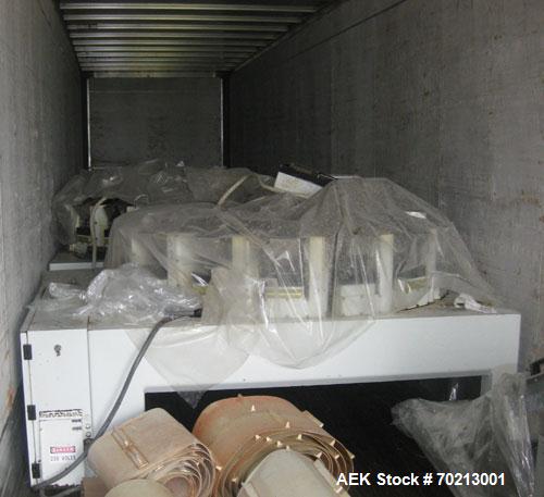 Used Woodman Gemini Twin Tube Vertical Form Fill Seal Machine. Has a bag size range: 2.5" to 9" wide or 63.5mm to 229mm, length 3" to 22" or 76mm to 559mm. Includes Woodman Commander 16 head scale (*...