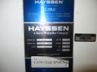 Used Hayssen Ultima Ultra 13-19HR Vertical form fill and seal packaging system. Complete line includes with Ishida 14 head  dimpled/embossed bucket scale and mild steel platform, Allen Bradley SLC 5/...