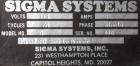 Used Sigma Systems Filmstar Series Vertical Form Fill and Seal Packaging Machine, Model V. Capable of speeds up to 120 bags per minute. Polyethylene material,web width 5 to 15. Bag sizes from 2 wide ...