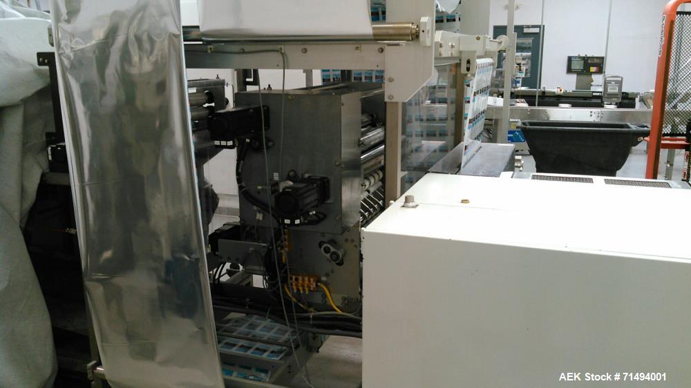 Used Circle Packaging Single Fold Horizonal Towelette Form, Fill and Seal Machine; Model H22S. Product flow from right to left while facing the seal head. Unfolded dimensions 7.5" wide x 6.5" long. F...