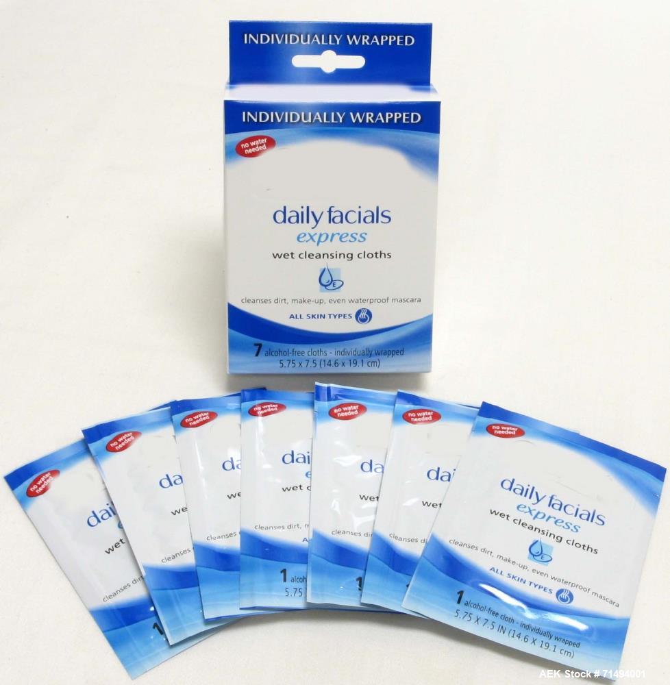 Used Circle Packaging Single Fold Horizonal Towelette Form, Fill and Seal Machine; Model H22S. Product flow from right to left while facing the seal head. Unfolded dimensions 7.5" wide x 6.5" long. F...