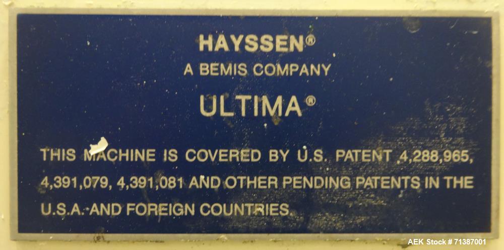 Used Hayssen Ultima Model 95-16 HR Vertical Form Fill Seal Machine
