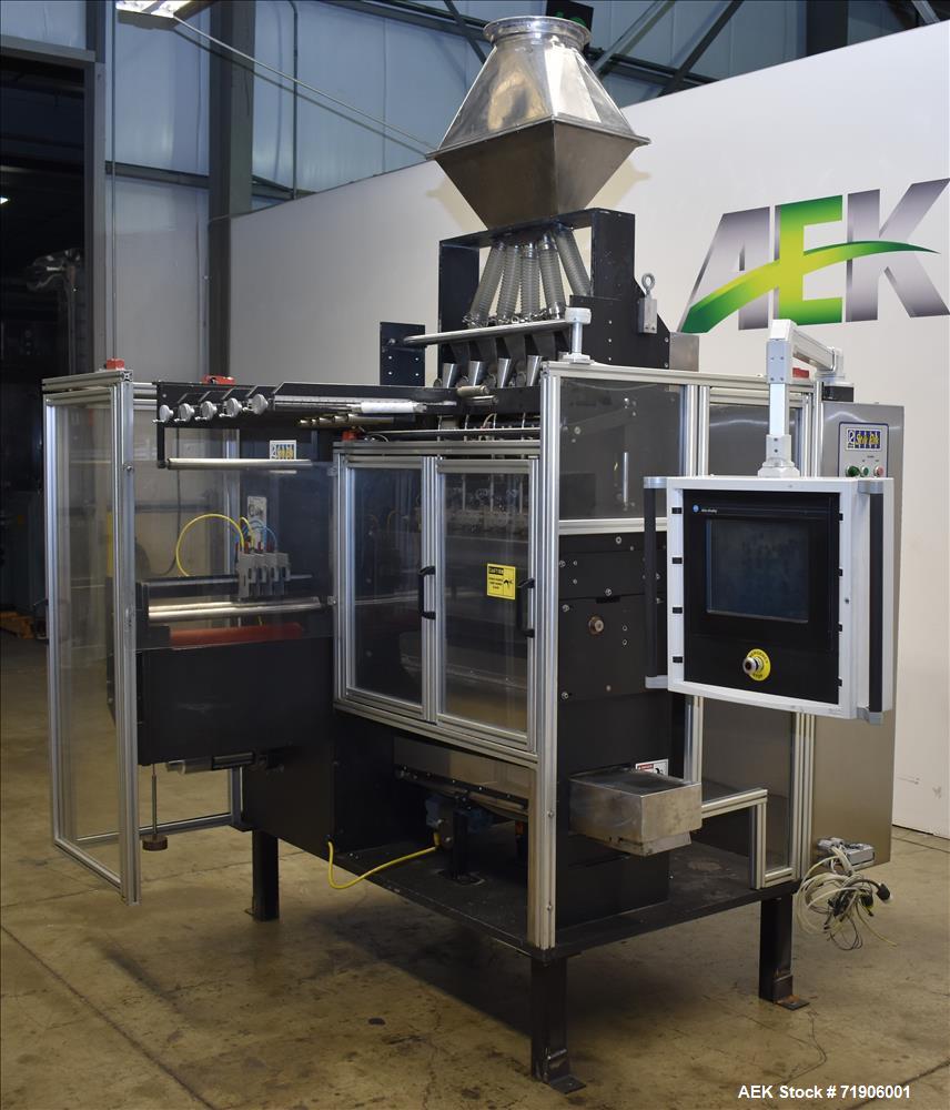 Used- Ropak Model Stikpak, 5 Lane Vertical Stickpack Form Fill Seal Machine.