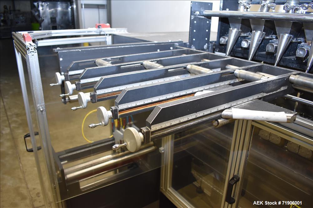 Used Ropak Model Stikpak, 5 Lane Vertical Stickpack Form Fill Seal Machine.