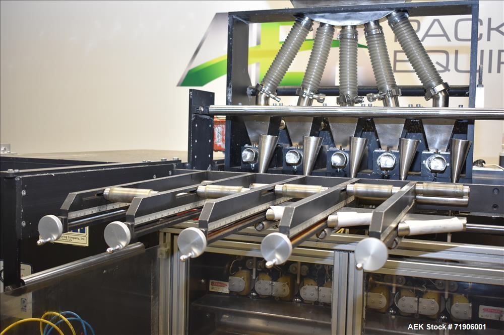 Used Ropak Model Stikpak, 5 Lane Vertical Stickpack Form Fill Seal Machine.